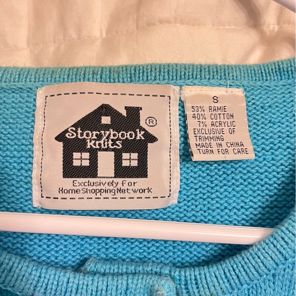 Vintage Storybook Knits Sweater Summertime Florida Flamingos Cardigan Size Small - Picture 6 of 8